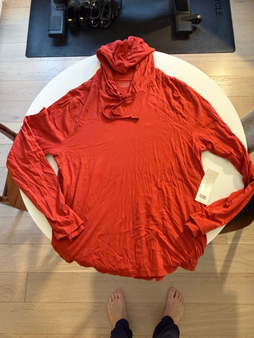 Vince Red Hooded Long Sleeve Light Soft